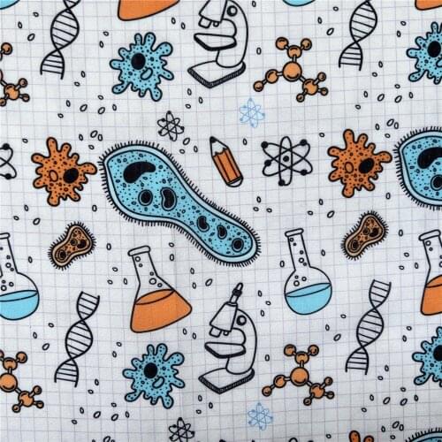 Scientific experiment cell Patchwork Printed Polyester cotton fabric for Tissue Kids home textile for Sewing Quilting tablecloth