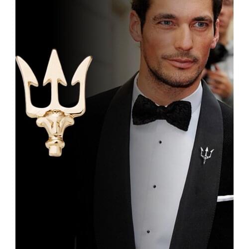 New High-end British Stlye Trident Brooch Metal Lapel Pin Mens Suit Small Collar Pins Badge Shirt Corsage Accessories Gifts