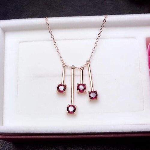 Original NaturalAnd Real garnet necklace pendant Free shipping Real origin red garnet 925 sterling silver Fine jewelry