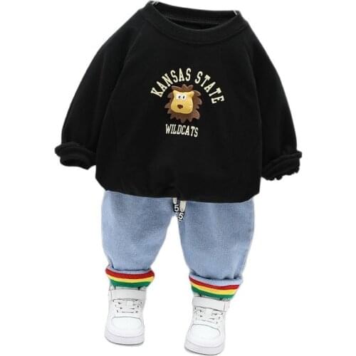 2021 Autumn Spring Lion Baby Boy Clothes Kids Sweatershirt Animal Children Suit for Girls Outfits Infant Clothing Sets 80-110cm