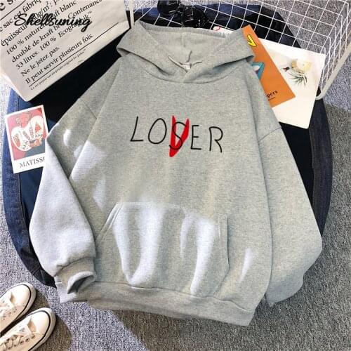 Shellsuning Printed Autumn Winter Letter Female Hooded Sweatshirt Moletom Hoodie Kawaii Fashion Aesthetic Black Hoodies