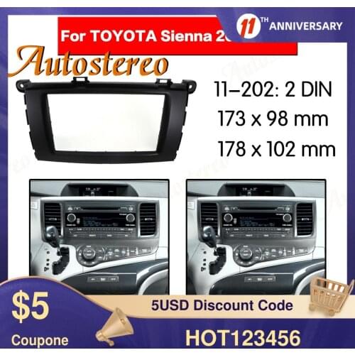 Frame Panel Top Radio Fascia for Toyota Sienna 2010 2011 2012 2013 2014 Stereo Fascia Dash CD Trim Installation Frame Kit