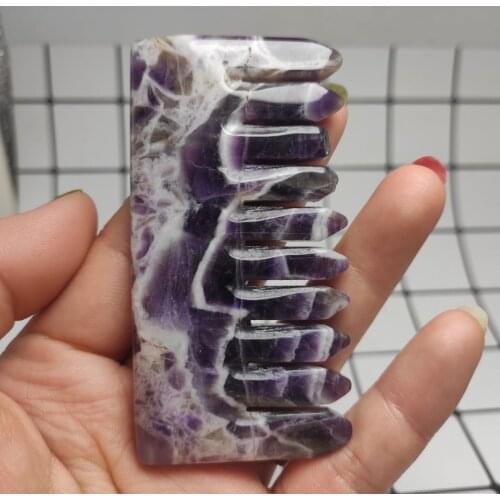 8cm natural dream amethyst comb crystal hand polished reiki healing scalp massage energy combs