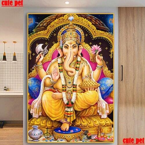 Religion Diy Elephant Wealth Ganesha diamond painting full Square round drill cross stitch Diamond Embroidery mosaic home decor