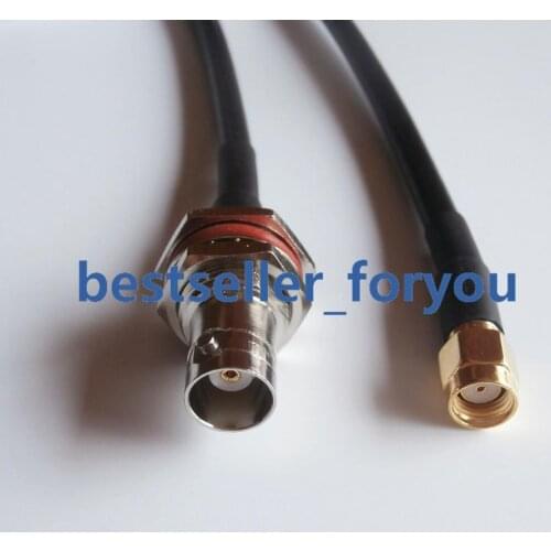 RPSMA male to BNC female nut RF coax cable adapter RG58 for BaoFeng 100cm