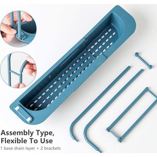 Punch-free Drain Rack PP Environmental Protection Sink Storage Rack Expandable Drain Basket Kitchen Sink Drainage Storage Rack