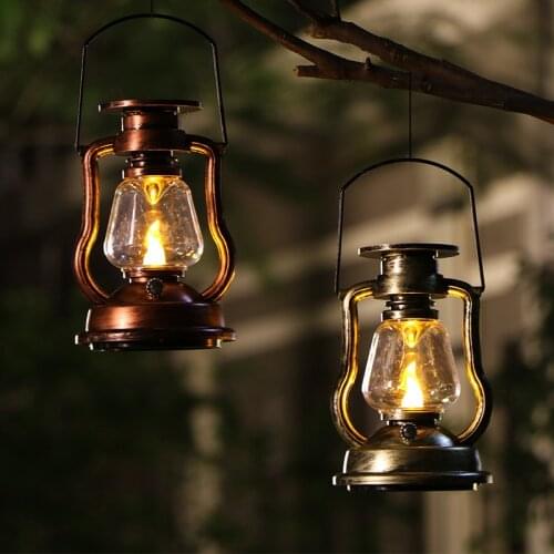 LED Solar Lamp Garden Courtyard Street Decor Outdoor Portable Hanging Garden Light Retro Kerosene candle Solar Lamp For Patio
