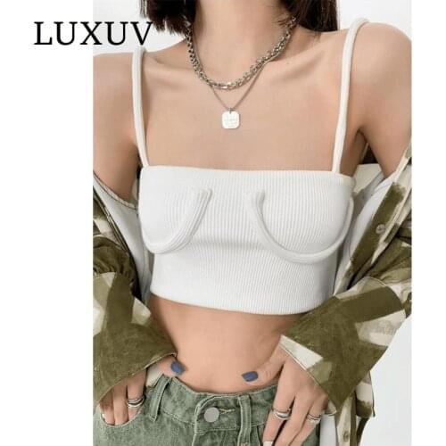 LUXUV WomenCorset Clothes Tank Crop All-match Tube Top Harajuku Vest Pulovers Sport Sleveless Knitted Summer Spandes Blouse