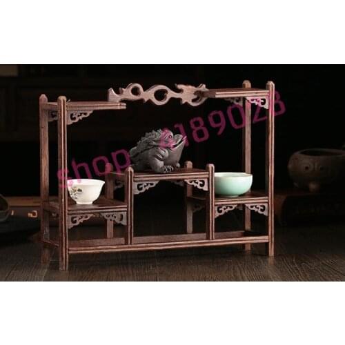 Solid wood chicken wing wood, Intermediate Dragon Carving style, curio shelves, ornament pendulum rack