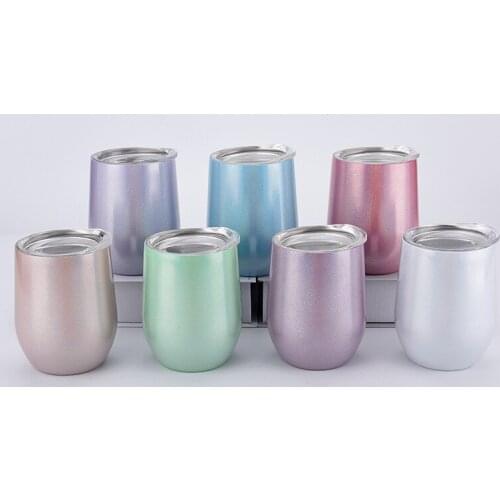 12oz Stainless Cup Steel Double Wall Reusable Coffee Tumbler Cup For Party Wedding Eggshell Drink with Lid Wine Coffee