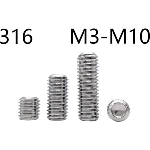 316 steel Set screw M6 m8 m10 Grub Screws inner Hex Socket drive Set bolt din916 marine ship RV sea water fasten tighten DIN916