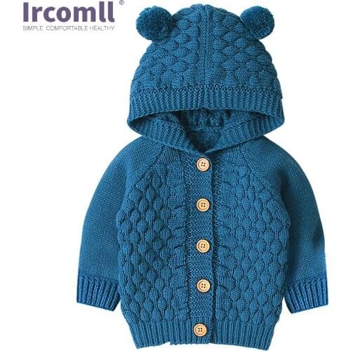 Ircomll knitting Baby Coat Baby Sweater Autumn Spring Infant Newborn Cardigan Sweaters For Toddler Boy Girl Hooded Jackets