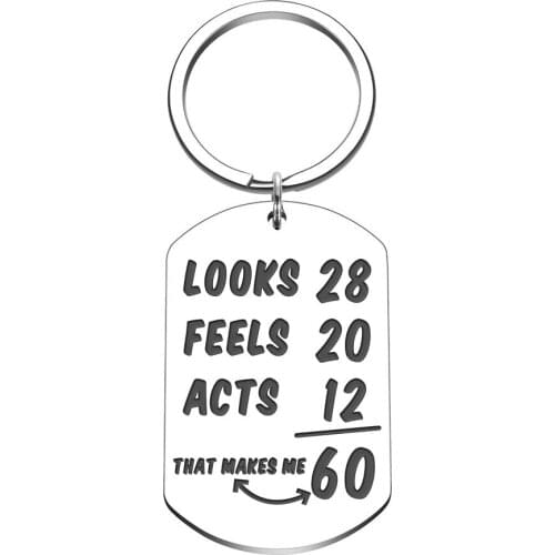 Funny Happy 60th Birthday Keychain Gifts for Men Women Turning 60 Gifts 60 Years Old Keyring Gifts for Grandma Grandpa Mom Dad