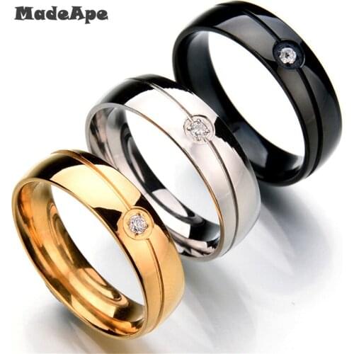 MadApe 316L Stainless Steel Rings Smooth Simple Wedding Couples Rings for women Gift high quality ring jewelry for engagement