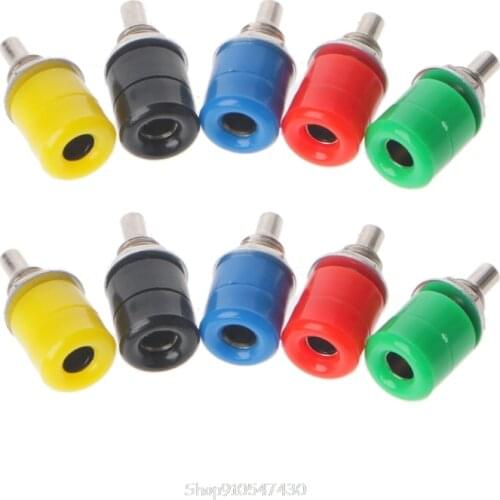 10 Pcs 5 Color 4mm Female Banana Plug Socket Connector Binding Post Terminal D14 20 Dropship