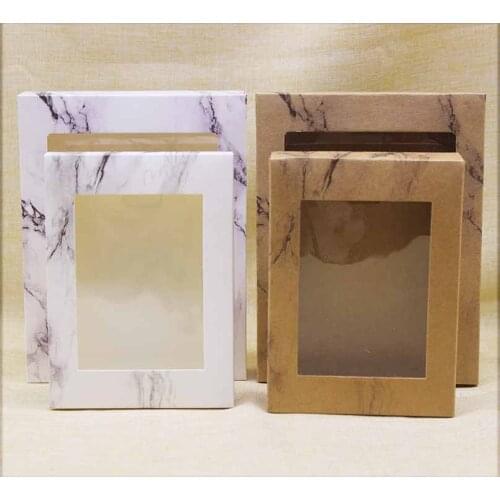 20PCS large Gift Box With Window DIY marbling style candy crafts displya box wedding christmas event gifts package