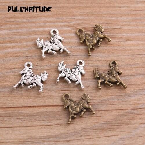 20pcs 14*15mm Two Color Metal Zinc Alloy Animal Double Sided Horse Charms Fit Jewelry Medical Plant Pendant Makings