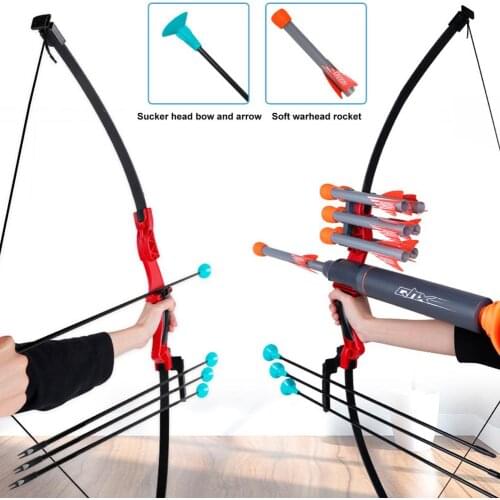 2021 Kids Shooting Suction Cup Archery Bow And Arrows Toys Game Props Outdoor Air Cannon Archery Toy Set For Boy Girl Funny Toys