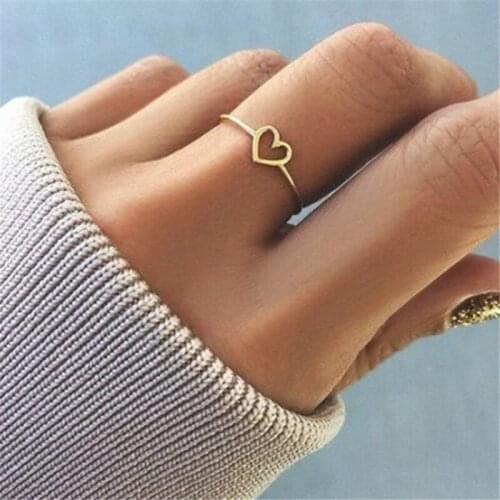 2021 Rose Gold Color Heart Shape Classical Wedding Ring for Woman Crystals Gift Rings Bague Female Hot Sell