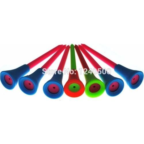 5 Pcs/bag Multi Color Plastic Golf Tees 3 2/7'' 83mm Durable Rubber Cushion Top Golf Tee