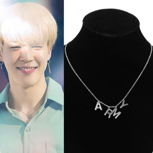Army Alphabet Necklace Bangtan Boys Jimin With The Same Decoration Simple Couple Creative Popular Jewelry Pendant Accessories