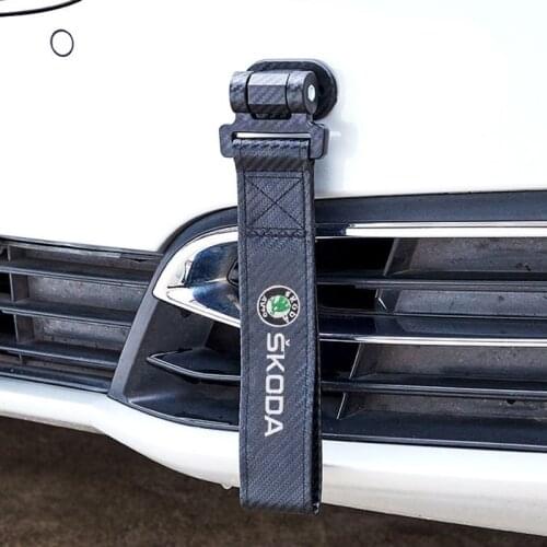For Skoda Octavia 2 A7 Tour RS Rapid Superb Yeti Carbon Fiber Car Tow Rope Trailer Bumper Trailer Belt Tow Hook Strap Decoration