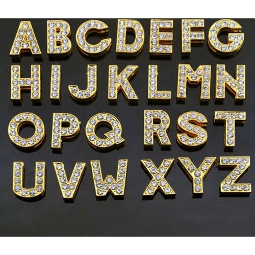 1Pcs Gold Color Crystal 26 Letters Charm Beads Fit DIY Mesh Bracelets & Necklaces For Women Lover Christmas Jewelry Gift Making