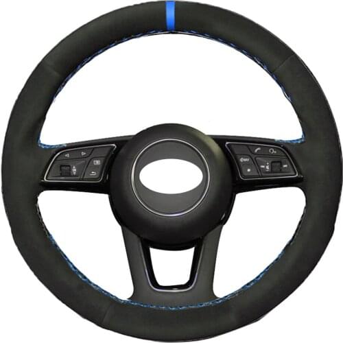 Black Leather Alcantara Material Suede Car Steering Wheel Cover Non-slip for Audi A3 A5 A7 Q3 Q7 Auto Accessories