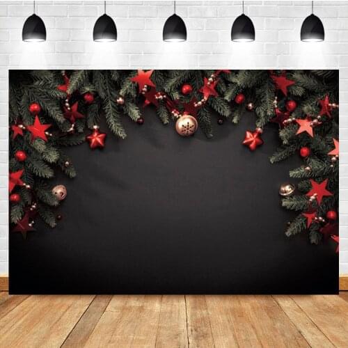 Laeacco Black Backgrounds Pines Stars Bells Christmas Photography Backdrops Baby Shower Party Photophone New Year Photocall Prop