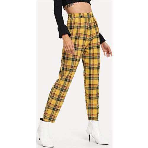 Женские брюки в клетку CYWANGCANCAN China At AliExpress