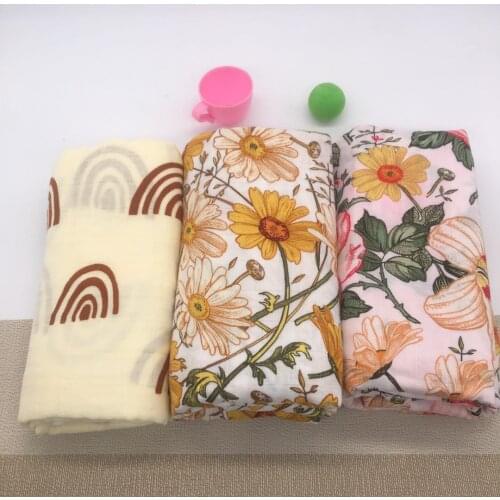 120x120cm Baby Blanket Bamboo Cotton Muslin Swaddle Wrap for Newborn Toddler Baby Essential Blanket