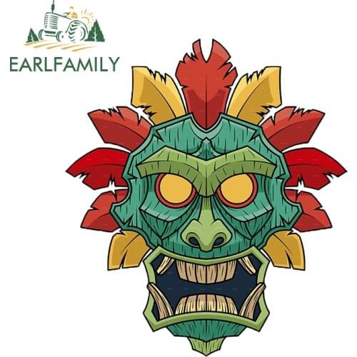 EARLFAMILY 13cm x 11.4cm for Tiki Mask Car Stickers Scratch-Proof Auto Refrigerator Vinyl Decal Sunscreen Motorcycle Graffiti