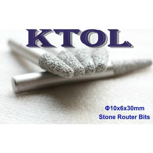 Shank-10mm Tip-6mm Cel-30mm Tapered Ball Nose Cutter Bits Endmill Set, Diamond End Mills CNC Bits Cutter Stone Engraving Tools