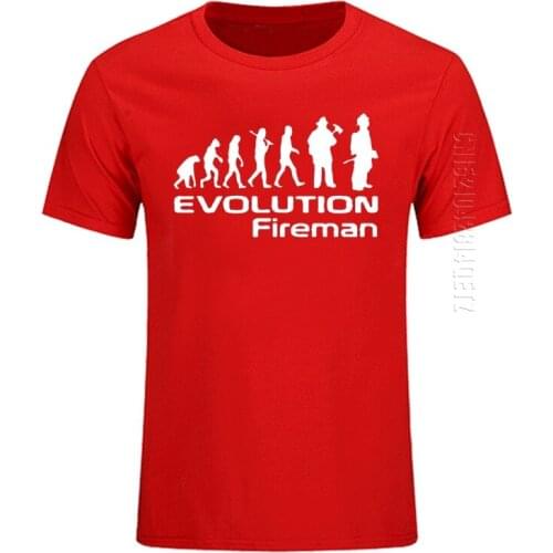 Tshirts Men Evolution Of A Fireman Gift Firefighter O Neck Tee Shirt Guys T-Shirt 100% Cotton Style Oversized Funny Tshirt