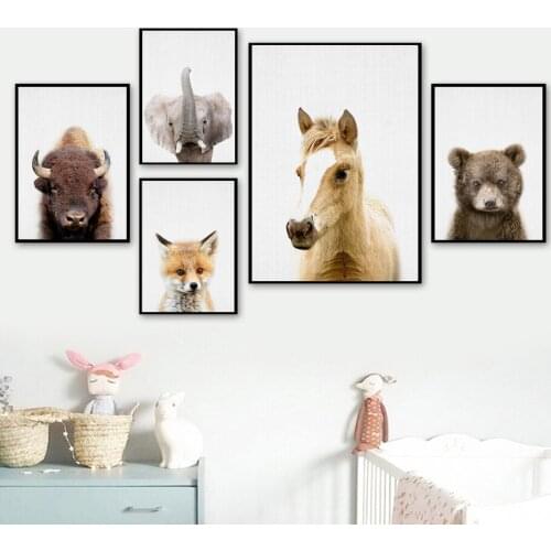 Farm Animal Canvas Painting Posters and Prints Wall Art Wall Pictures Living Room Woodland Nursery Art Kids Room Farmhouse Decor