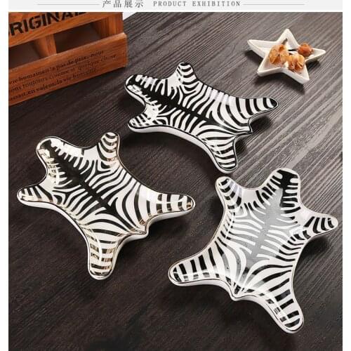 Stripe cake plate ceramic jewelry display dish bakeware candy bar decoration cupcake tea tra