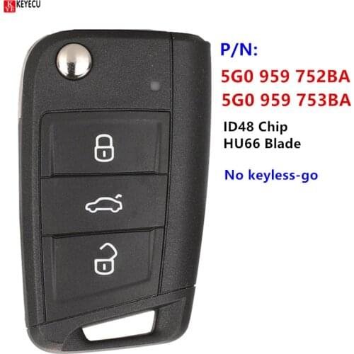KEYECU OEM for Volkswagen MQB Golf for Skoda Octavia A7 Remote Key Fob 434MHz ID48 5G0959752BA / 5G0 959 752BA HU66