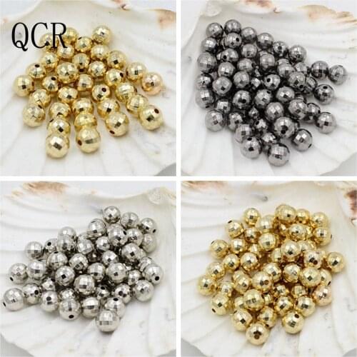 New 6.8.10mm Acrylic Round Spacer Beads Gold/Silver/Gun-black Beads For Jewelry Making Embellishment