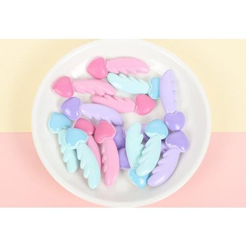 10Pcs Mixed Love Heart Wings Resin Jewelry Kawaii Accessories DIY Scrapbooking Cabochon Flatback Decoration Craft Embellishment