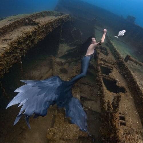 Mermaid super long-tail swimsuit custom diving professional mermaid cosplay costume long-sleeved swimsuit performance shooting