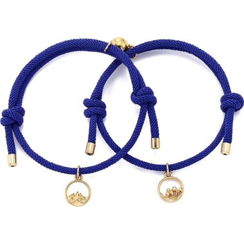 2pcs Gold Magnet Attract Each Other Creative Personality Couple Bracelet For Lovers Men Women Charm Bracelet Jewelry Lover Gift