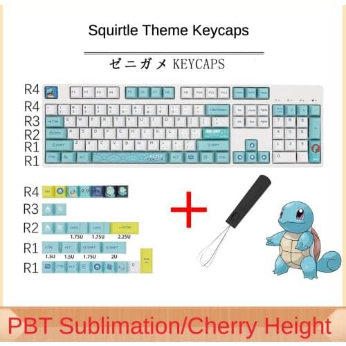 Poke mon theme keyboard cap tortoise anime key cap PBT sublimation key cap cherry height mechanical keyboard cap