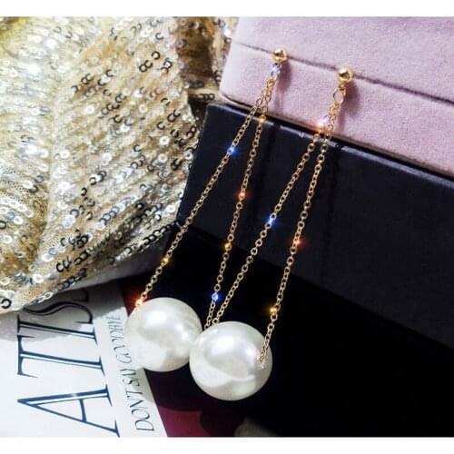 Fashion New Trend Long Large Pearl Earrings Female Temperament Korean Earrings Earring Jewelry Friend Gift