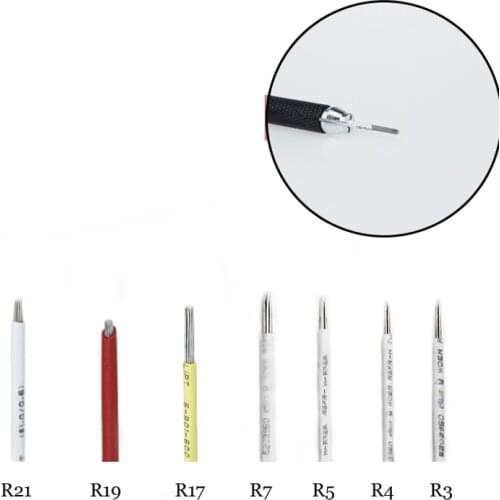 7RL microblading 50pcs 3R 5R 9R 17R 19R 21R tattoo round needle Semi permanent makeup blade manual pen fog needle tattoo supply