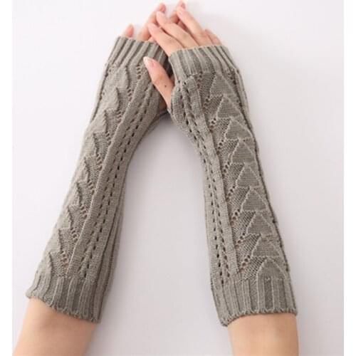 Half Finger Knitted Gloves Female Stitching Hollow Autumn Winter Male Fingerless Knitting Gloves Warm Arm Sleeve Unisex G-4