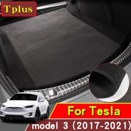 Tesla Model 3 2021 Car Front Trunk Mat For Model3 2017-2021 Rear Trunk Waterproof mat Soft Flannel Cargo Tray Protective Pad