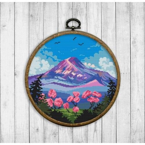 Landscape-Flowers and Mountain Views 37-37 Counted Cross Stitch 11CT 14CT 18CT Cross Stitch Kits Embroidery Needlework Sets