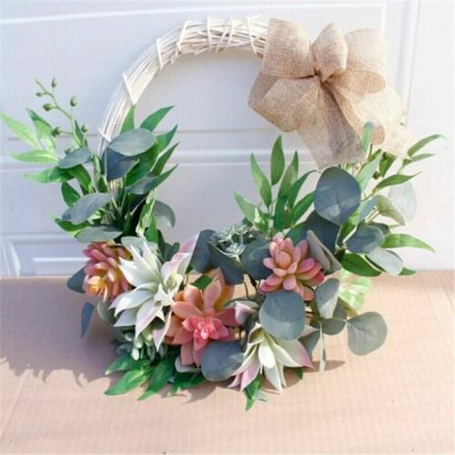 40cm Hanging Fake Flower Succulent Twig Flower Garland Artificial Floweres Door Wall Round Wreath Home Living Room Decoration