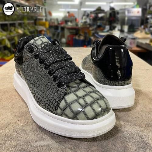 Casual Mens Shoes Fashion Sports Shoes Mens Walking Thick Soled Shoes Cow Leather Color Matching Shoes