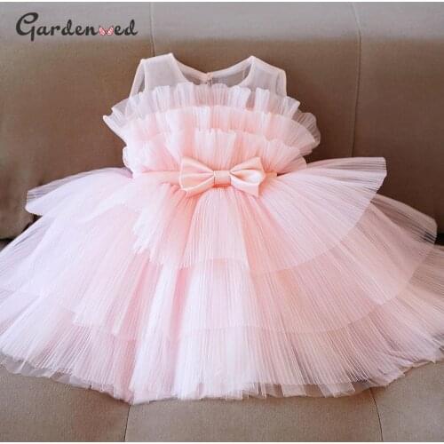 Puffy Pink Girl Birthday Dress Tulle Flower Girl Dress Girl Wedding Party Dress First Communion Gown